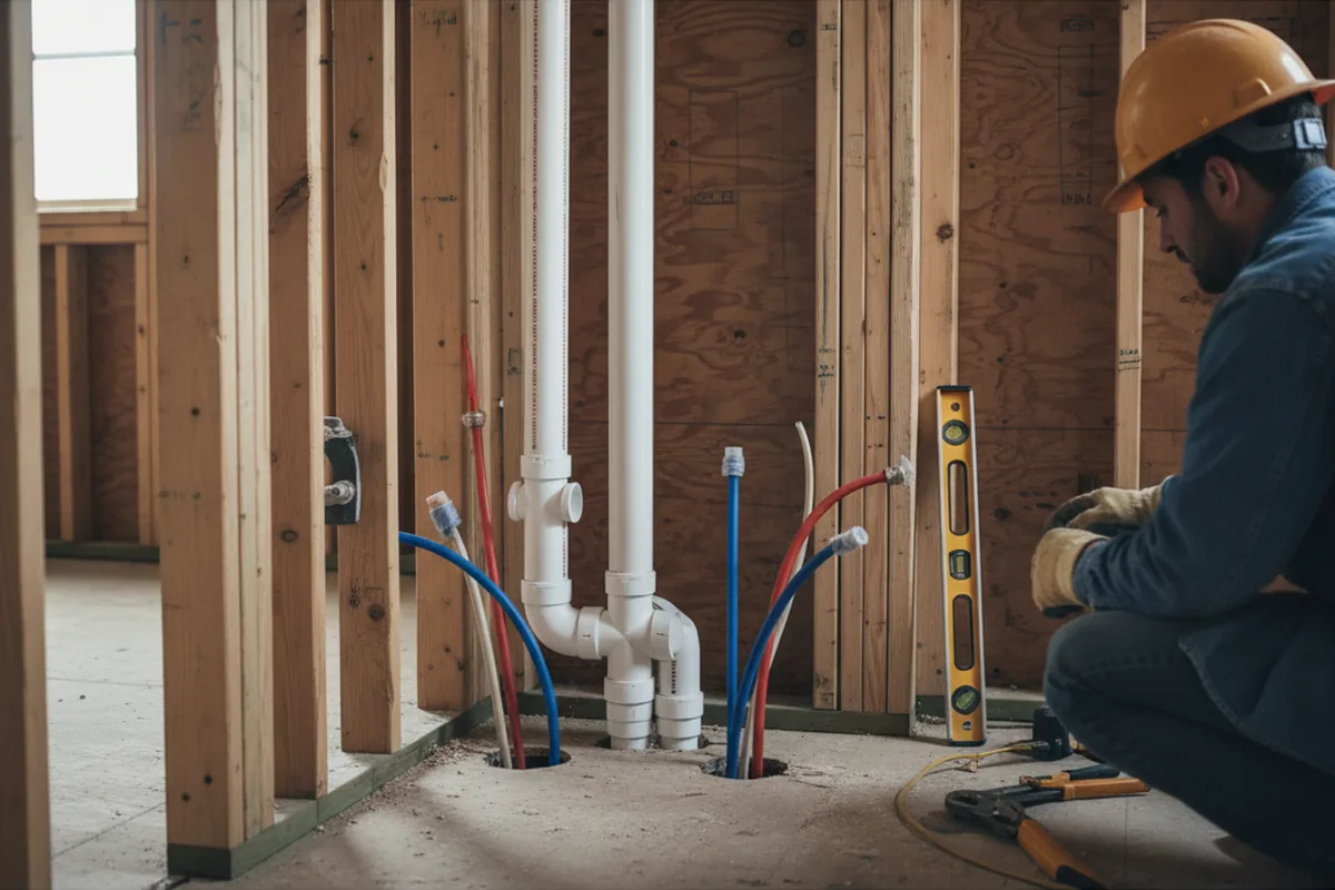 Drain and supply rough-in during Leak Detection in Leland