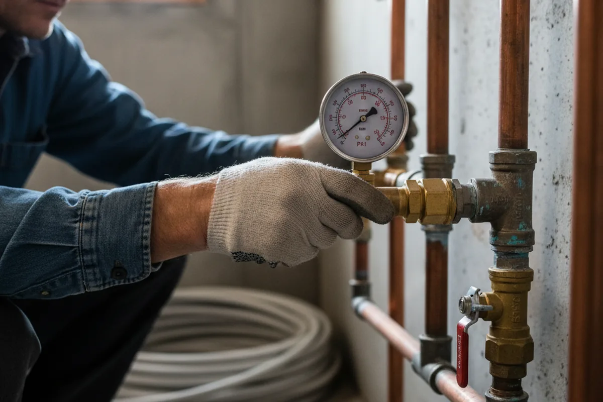 Pressure testing a repaired line during Water Line Repair in Leland